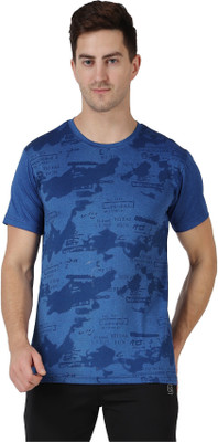 ND Printed Men Round Neck Blue T-Shirt