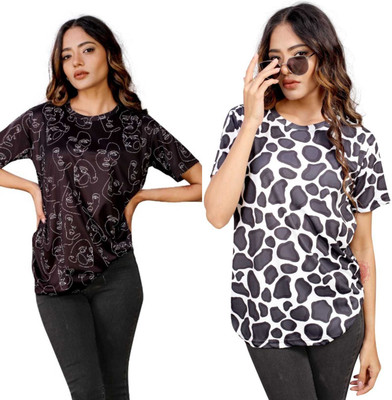 Apache Printed Women Round Neck Multicolor T-Shirt