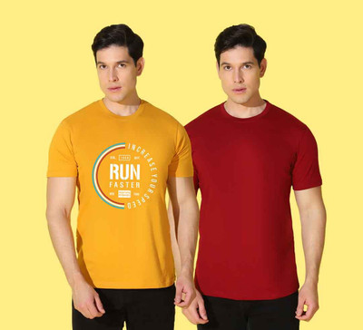 WOOSTRO Printed Men Round Neck Multicolor T-Shirt