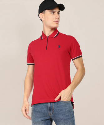 U.S. POLO ASSN. Solid Men Polo Neck Red T-Shirt