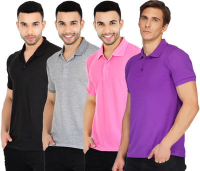 KEOTI Solid Men Polo Neck Multicolor T-Shirt