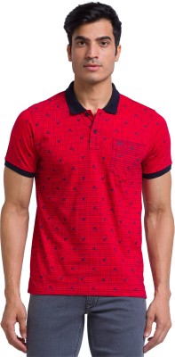 PARX Printed Men Polo Neck Red T-Shirt