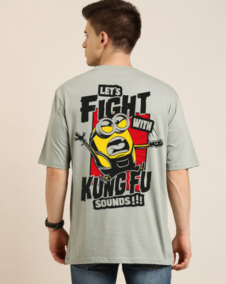 clickwell Printed, Typography Men Round Neck Grey T-Shirt
