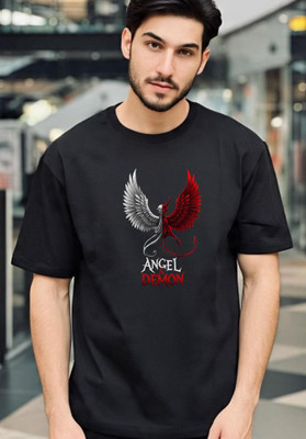 BLOSSOMTRADER Printed Men Round Neck Black T-Shirt