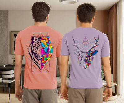 Kintu Parantu Printed Men Round Neck Multicolor T-Shirt