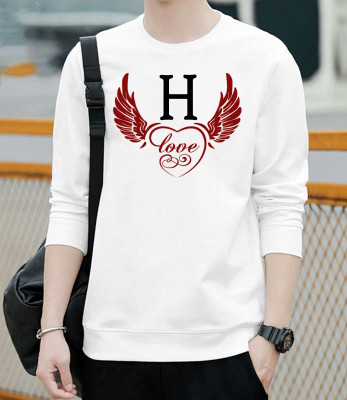V DAS Printed, Typography Men Round Neck White T-Shirt