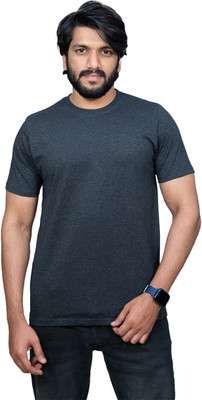 magic yarn Solid Couple Polo Neck Grey T-Shirt