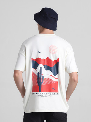 JACK & JONES Graphic Print Men Round Neck White T-Shirt