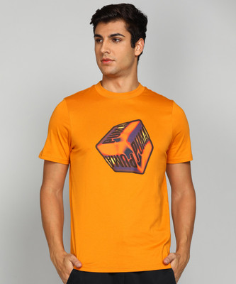 PUMA Printed Men Crew Neck Orange T-Shirt