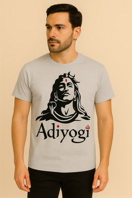 FASHNET FASHION Printed Men Round Neck Grey T-Shirt