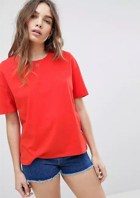 WOMENVY Solid Women Round Neck Red T-Shirt