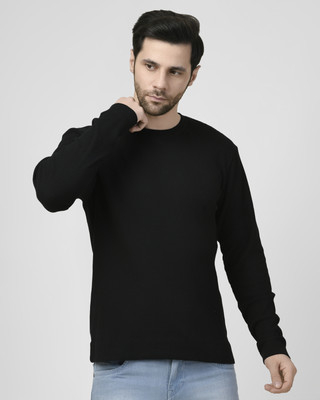 SMASH SMART WEAR Solid Men Crew Neck Black T-Shirt