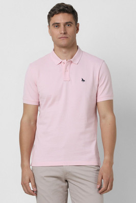 VAN HEUSEN Solid Men Polo Neck Pink T-Shirt