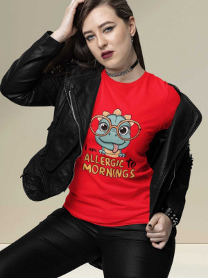 Clori Solid Women Round Neck Red T-Shirt