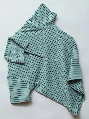 METRONAUT Striped Men Zip Neck Light Green T-Shirt