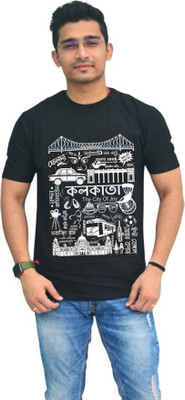 S M Enterprises Graphic Print Men Round Neck Black T-Shirt