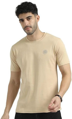 AGNIRA Graphic Print Men Round Neck Beige T-Shirt