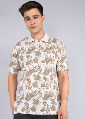 COLORPLUS Printed Men Polo Neck Beige T-Shirt
