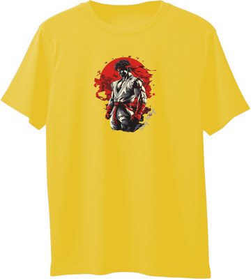 VIRAJ VINTAGE Printed Men Round Neck Yellow T-Shirt