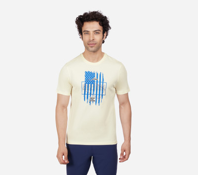 Skechers Abstract Men Crew Neck White T-Shirt