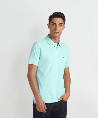 Arrow Sport Solid Men Polo Neck Blue T-Shirt