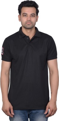 La Milano Embroidered Men Polo Neck Black T-Shirt