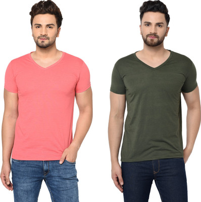 Adorbs Trend Solid Men V Neck Multicolor T-Shirt