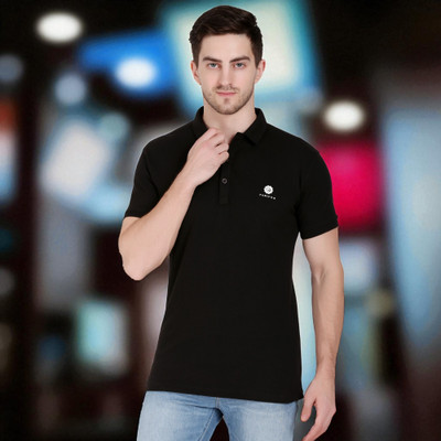 FARICON Solid Men Round Neck Black T-Shirt