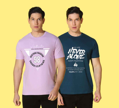 WOOSTRO Typography Men Round Neck Multicolor T-Shirt