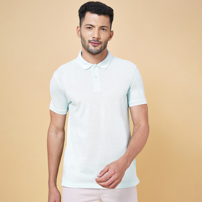Byford by Pantaloons Solid Men Polo Neck Light Green T-Shirt