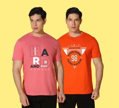 WOOSTRO Typography Men Round Neck Multicolor T-Shirt