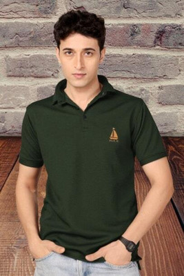 Lebridog Fashion Solid Men Polo Neck Reversible Dark Green T-Shirt