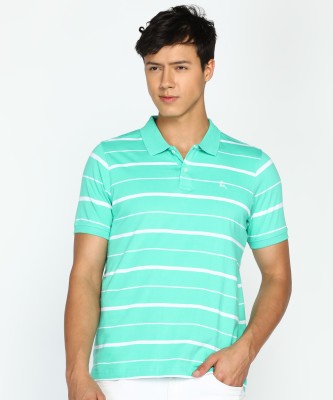 PARX Striped Men Polo Neck Green T-Shirt