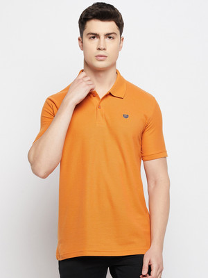 DUKE Solid Men Polo Neck Yellow T-Shirt