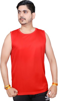 geetaffashion Solid Men Round Neck Red T-Shirt