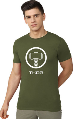 OrrganicChics Printed Men Round Neck Green T-Shirt