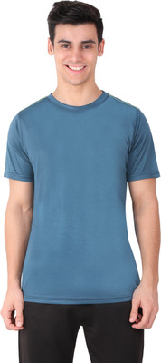 never lose Solid Men Round Neck Blue T-Shirt