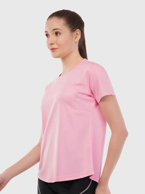 Chicaria Solid Women Round Neck Pink T-Shirt