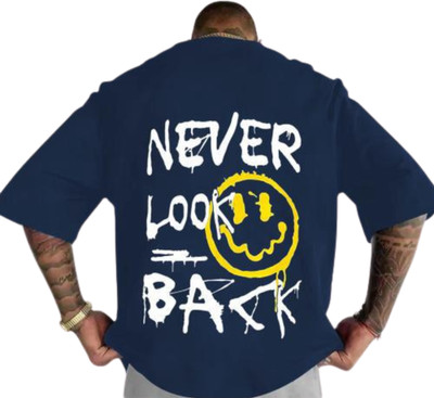 UG Fashion Graphic Print Men Round Neck Navy Blue T-Shirt