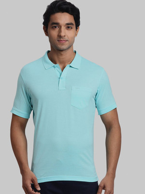 COLORPLUS Solid Men Polo Neck Blue T-Shirt