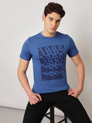 LEE Typography Men Round Neck Blue T-Shirt