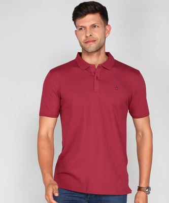 Louis Philippe Sport Solid Men Polo Neck Red T-Shirt