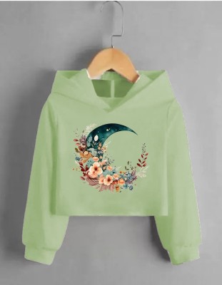 Vylo Printed Women Hooded Neck Green T-Shirt