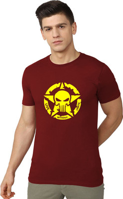 OrrganicChics Cartoon Men Round Neck Maroon T-Shirt