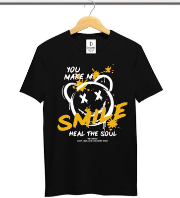 Doomee Printed Men Round Neck Black T-Shirt