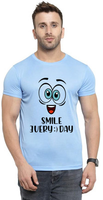 LuvCare Printed Men Round Neck Blue T-Shirt