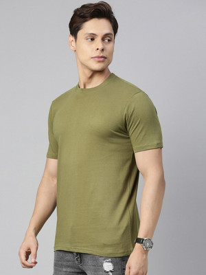 London Crew Solid Men Round Neck Green T-Shirt