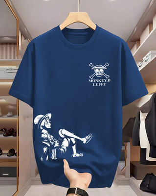Manly Tees Printed Men Round Neck Navy Blue T-Shirt