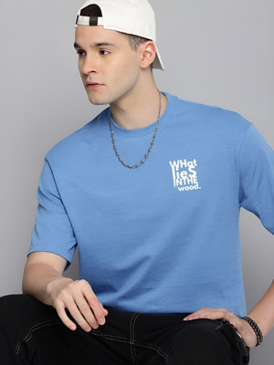 R.Code by The Roadster Life Co. Printed Men Round Neck Blue T-Shirt
