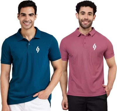 Expert Choice Solid Men Polo Neck Multicolor T-Shirt